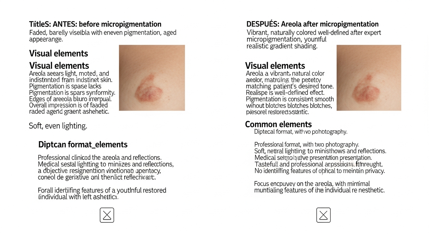 Antes y después micropigmentación areola restauración color Colombia - Pigment Pro